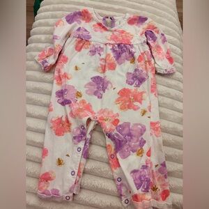 Burt's Bees Baby Pink and Purple Floral romper